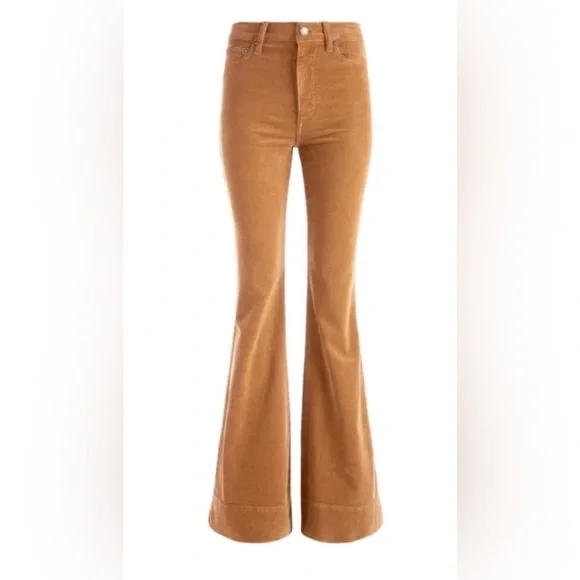 Alice + Olivia Camel Corduroy Flare Wide Leg Jeans - Picture 4 of 16
